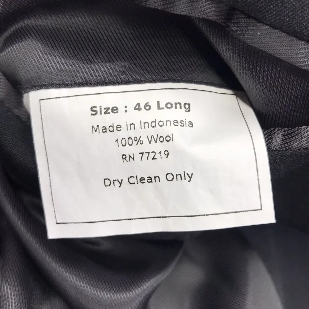 Pronto Uomo Platinum Wool Blazer Gray 44 L Sport Coat 2 Vent 2 Button Career